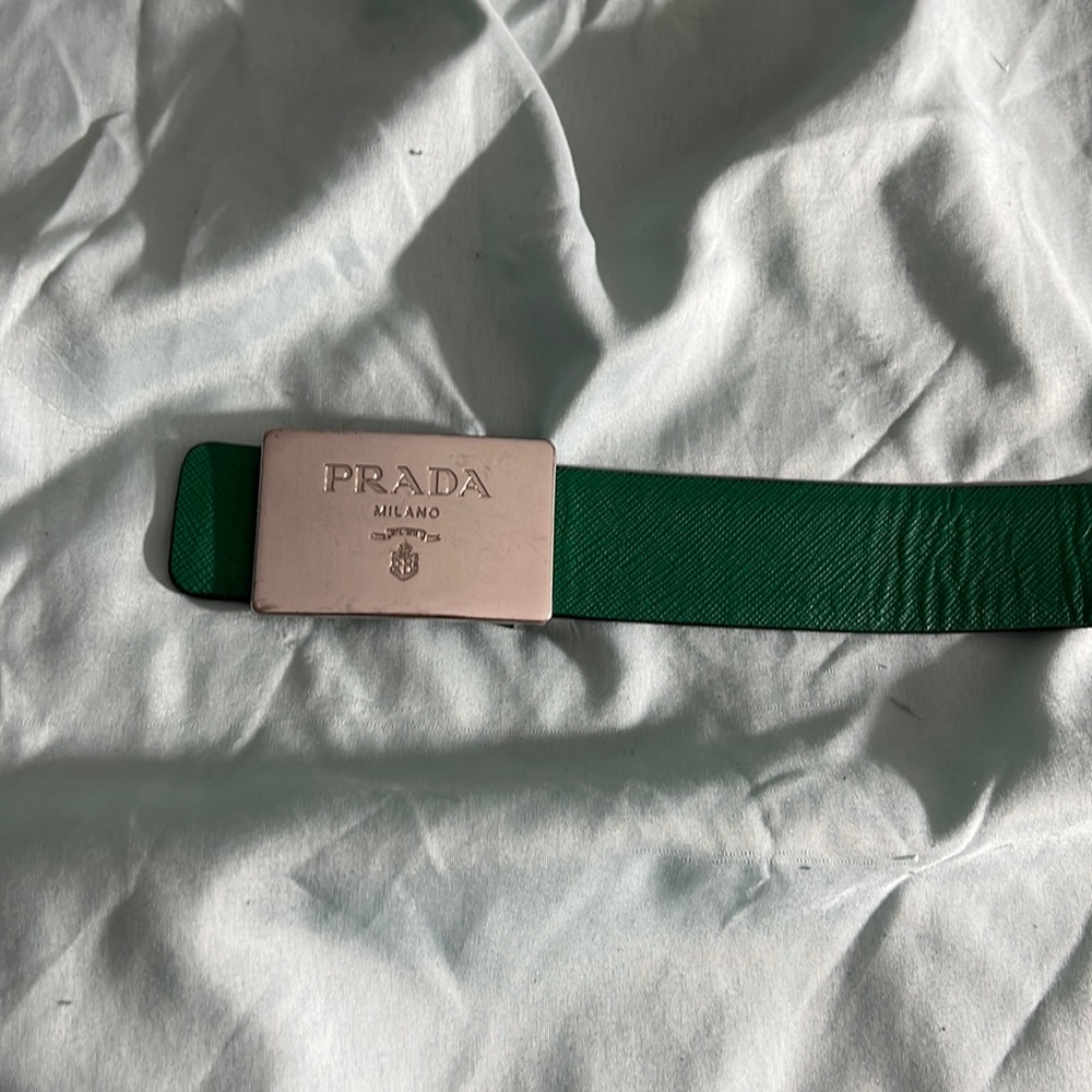 Prada reversible Safiano leather belt strap & and Milano belt buckle combo